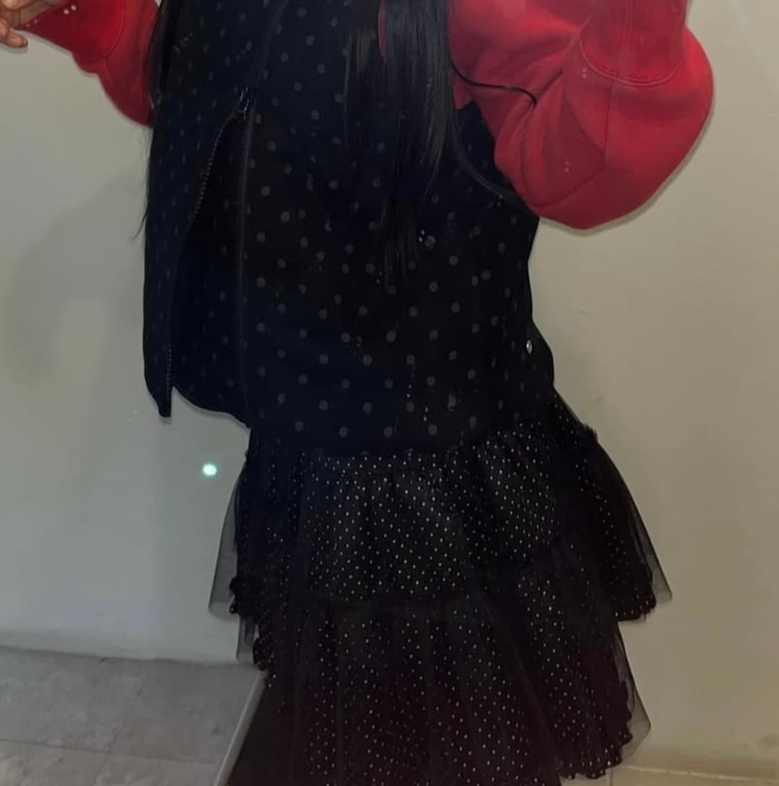 도트 망사 레이어드 프릴스커트 상품이미지2