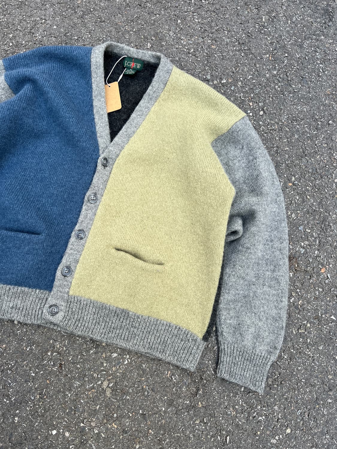 VINTAGE J.CREW OARSMAN 제이크루 컬러블럭 울가디건 상품이미지4