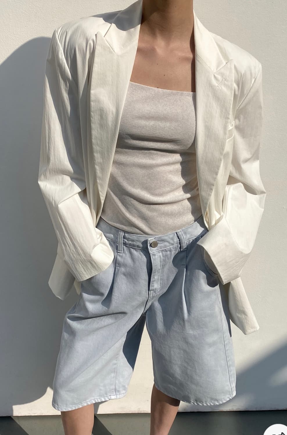 새상품) 드래곤블루스 드라이 터치 박시 싱글 스트랩 자켓 M 아이보리 상품이미지9