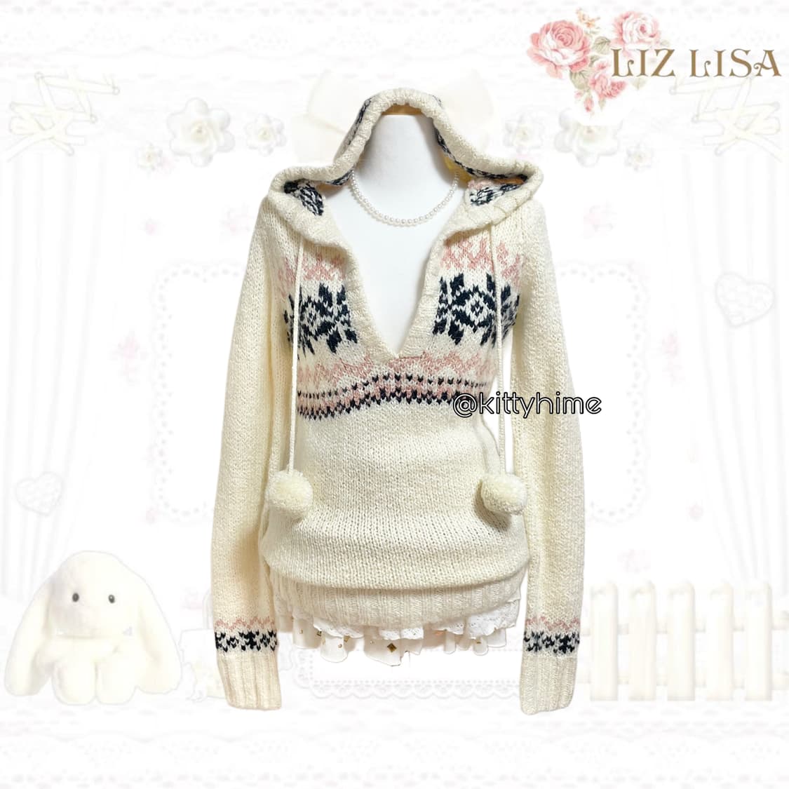 Liz lisa 리즈리사 노르딕 폼폼이 후드 원피스 히메갸루 러블리 갸루 상품이미지1
