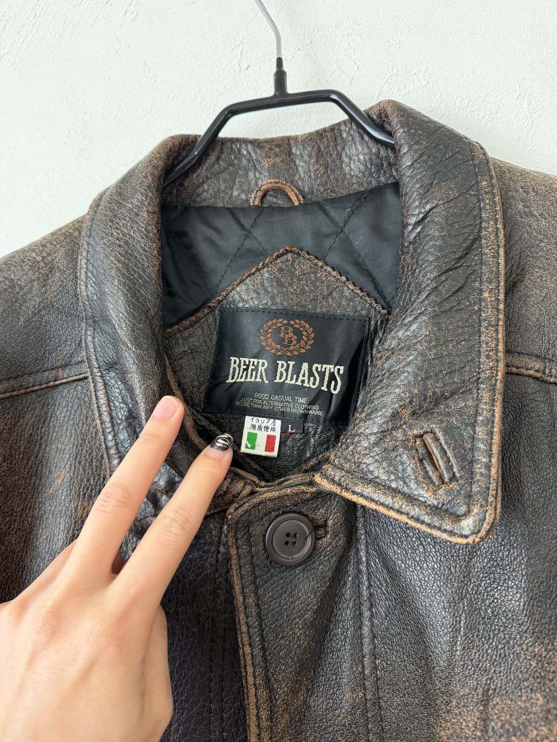 80s 이태리 램스킨 레더 코트 상품이미지5