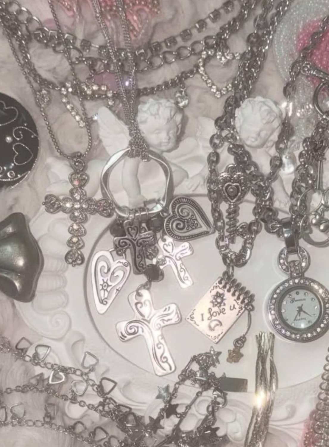 레테 빈티지 목걸이 하트 십자가 엔틱 유럽 빈티지 귀걸이 세트 상품이미지1