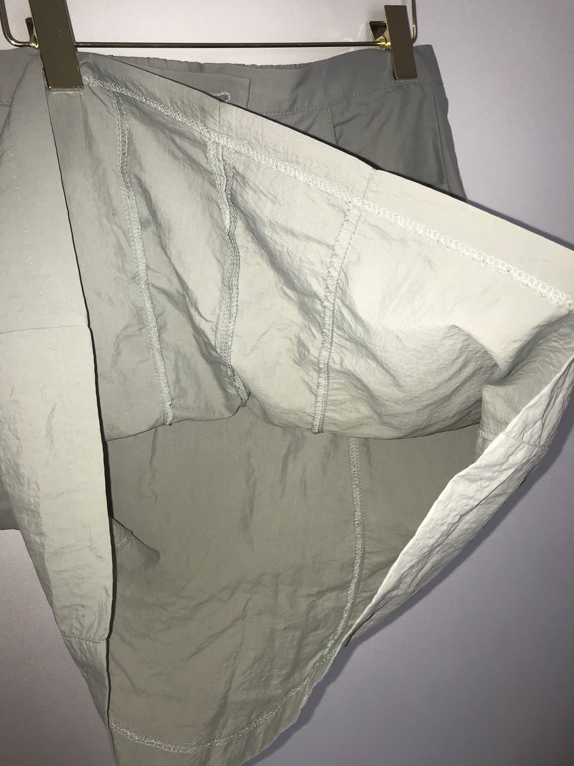 빈티지 그레이카키 나일론 미디 스커트 상품이미지4