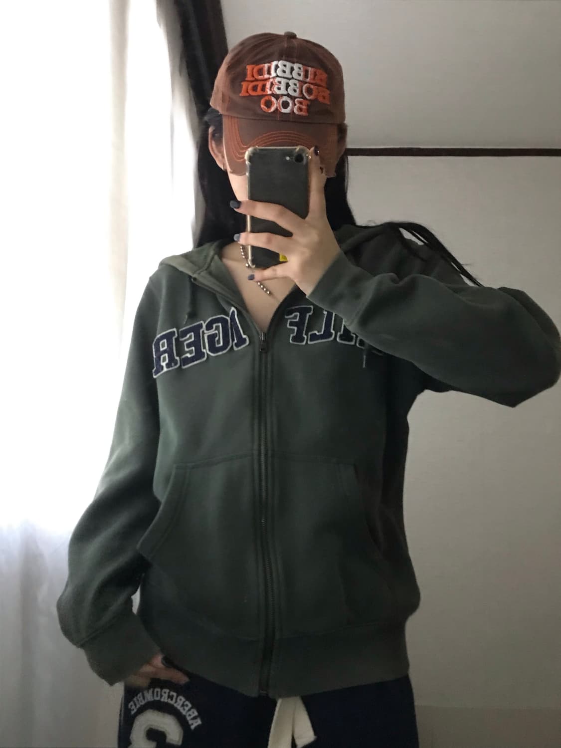 타미힐피거 카키 후드집업 상품이미지1