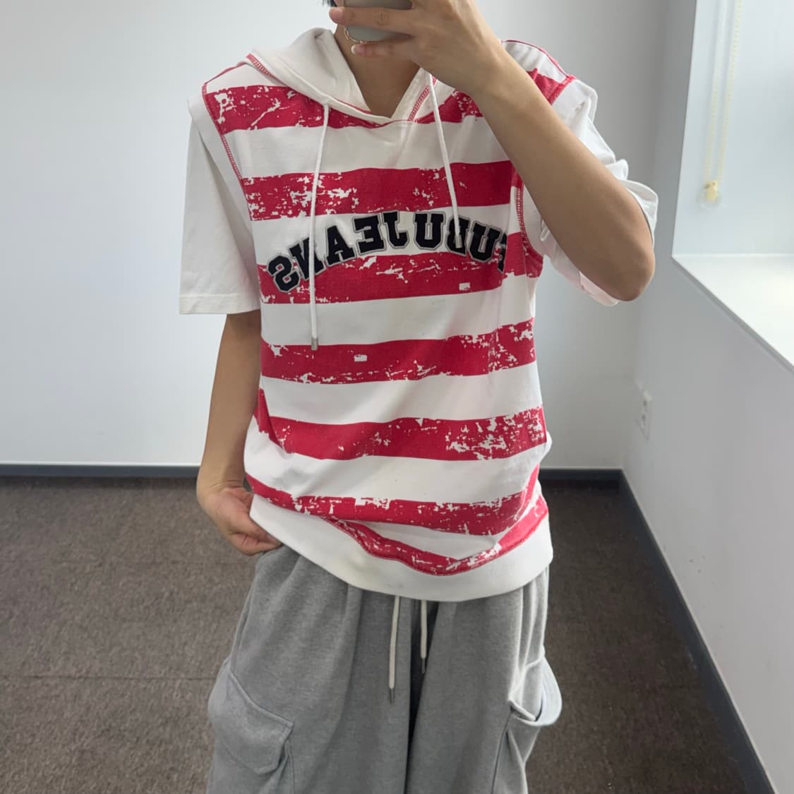 Fubu 후부 스트라이프 후드 반팔  상품이미지1