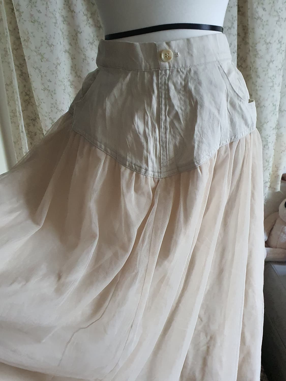 [모리걸] 아이보리 롱 스커트 캉캉 레이어드 상품이미지1