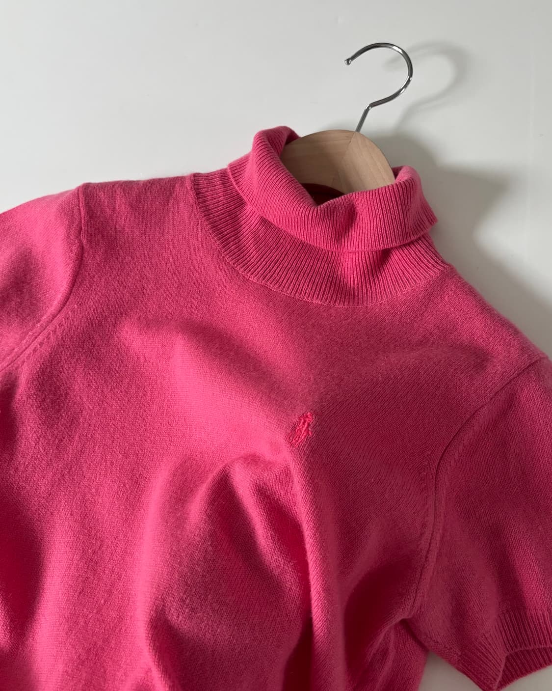 Polo 랄프로렌 캐시미어100 핑크컬러 터틀넥 반팔니트 상품이미지2
