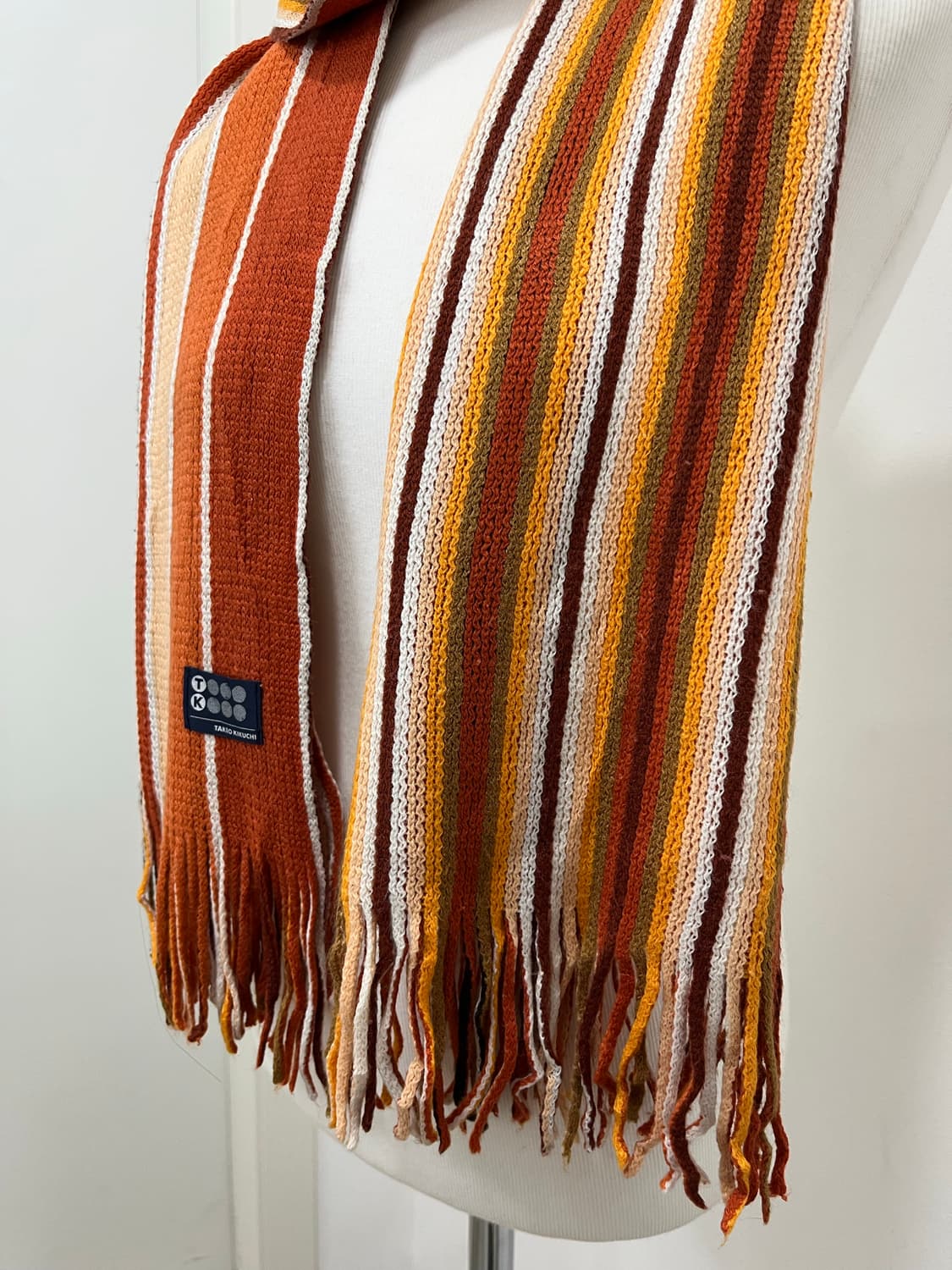 일본 빈티지 모리걸 오렌지 무지개떡 테슬 머플러 상품이미지6