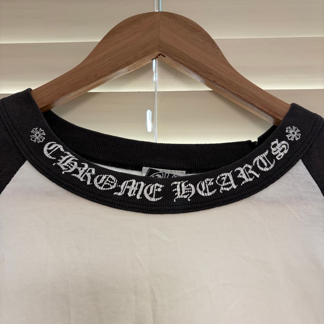 레어) 90s 올드 크롬하츠 베이스볼 멀티로고 7부 래글런 티셔츠 L 상품이미지5