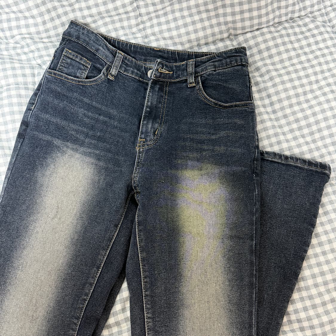 핏시 머드 워싱 머메이드 골반뽕 골반패드 부츠컷 데님 팬츠 바지 에이블리 상품이미지1