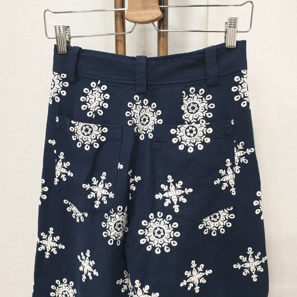 ZARA 네이비 블루 리넨 블렌드 큐롯 팬츠 XS 상품이미지5