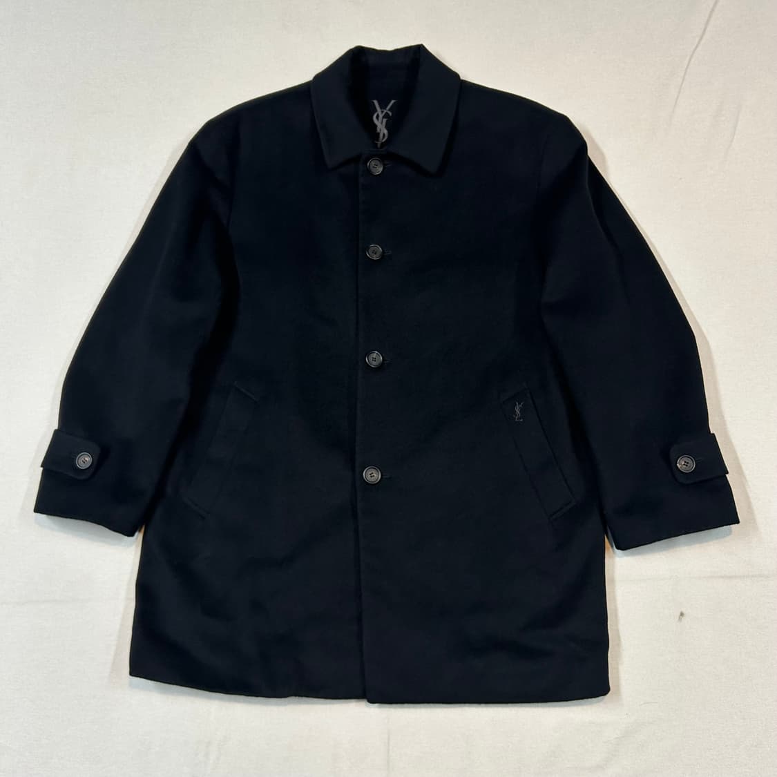 L) YSL 입생로랑 울 미디움 코트 자켓 블랙 상품이미지1