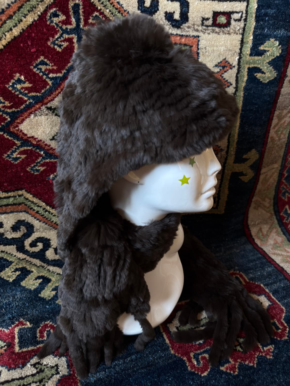 Rex Rabbit Fur Ushanka muffler hoodedHat 상품이미지5