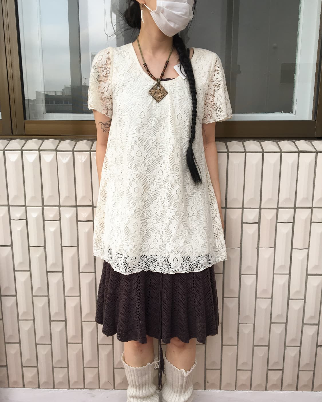 Flower pattern crochet top 상품이미지7