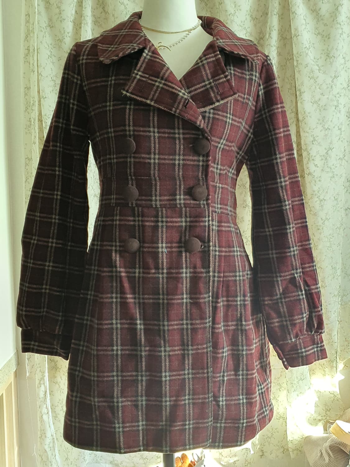 [모리걸] 모리걸코트 리즈리사st 체크 더블 버튼 모직 코트 상품이미지2