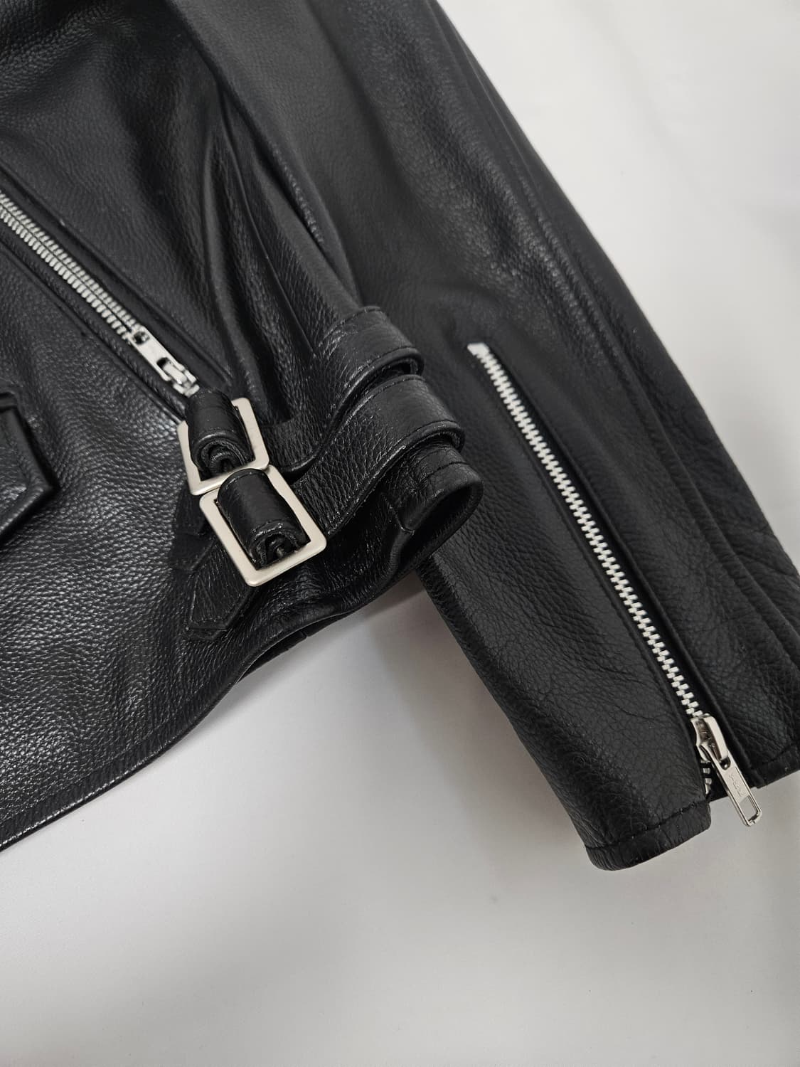 Purely 리얼레더 소가죽 카우 레더자켓 바이커 하이넥 남성 M 상품이미지6