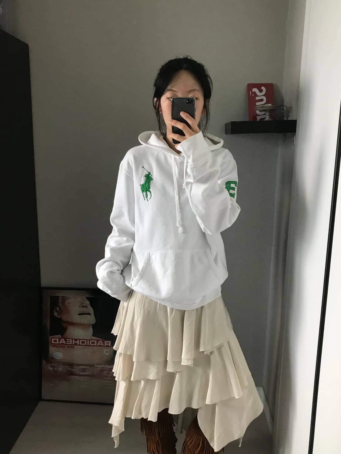 대장급 폴로 랄프로렌 빅포니로고 화이트 후드티 상품이미지1