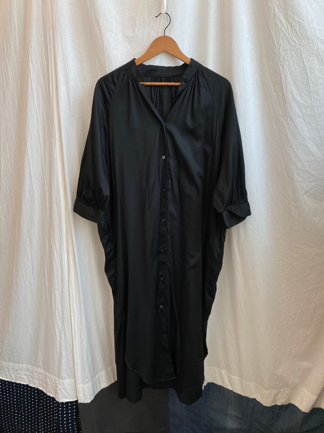 블랙 롱셔츠원피스(F) 상품이미지2