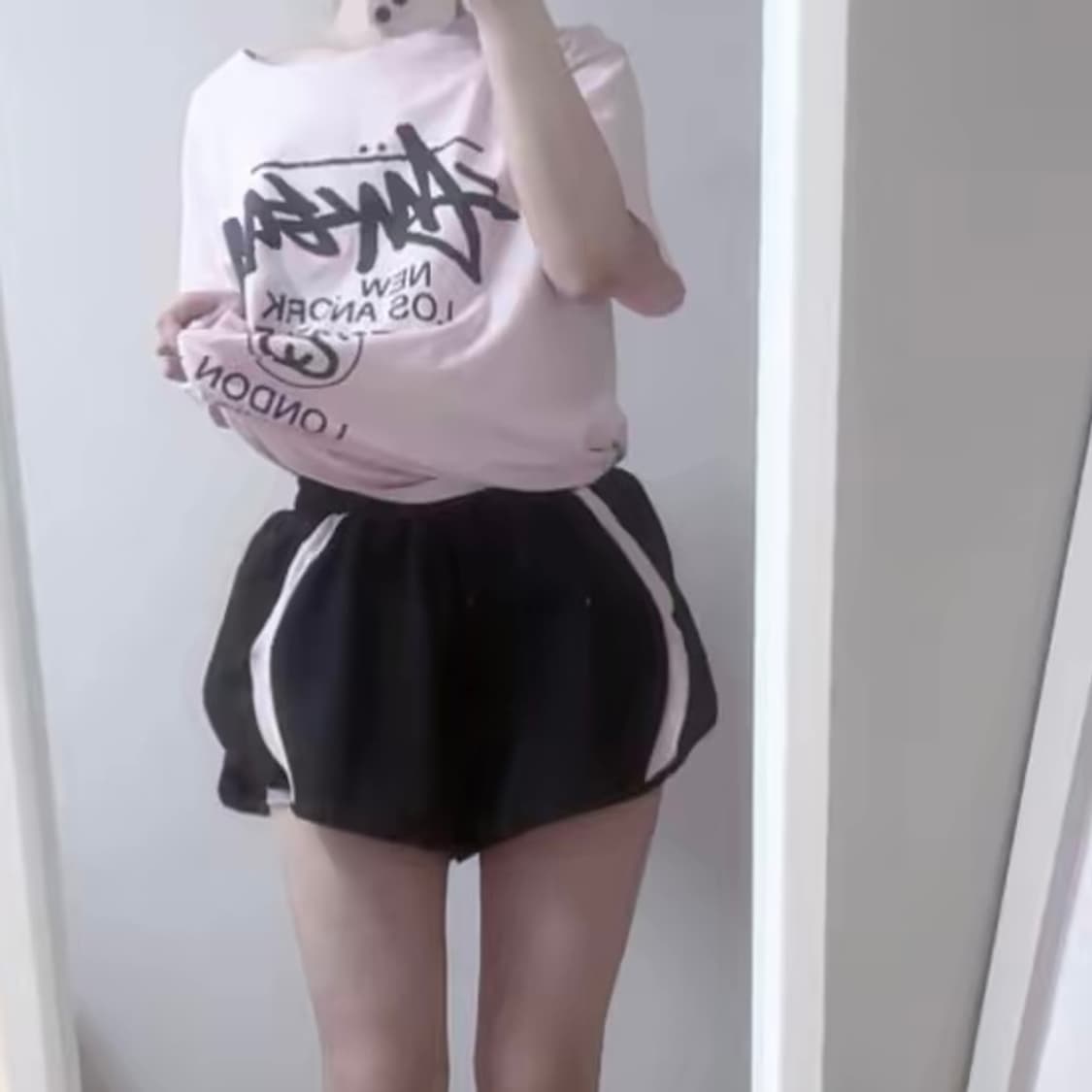 일본빈티지 페일핑크 검핑 블핑 스포티 바스락 쇼츠 숏팬츠 벌룬핏 호박바지 상품이미지1