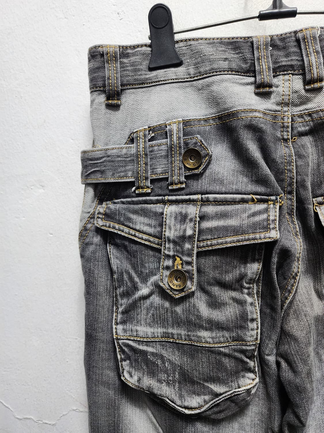 뱅뱅 y2k 와이드 카고바지 흑청 데님 상품이미지3