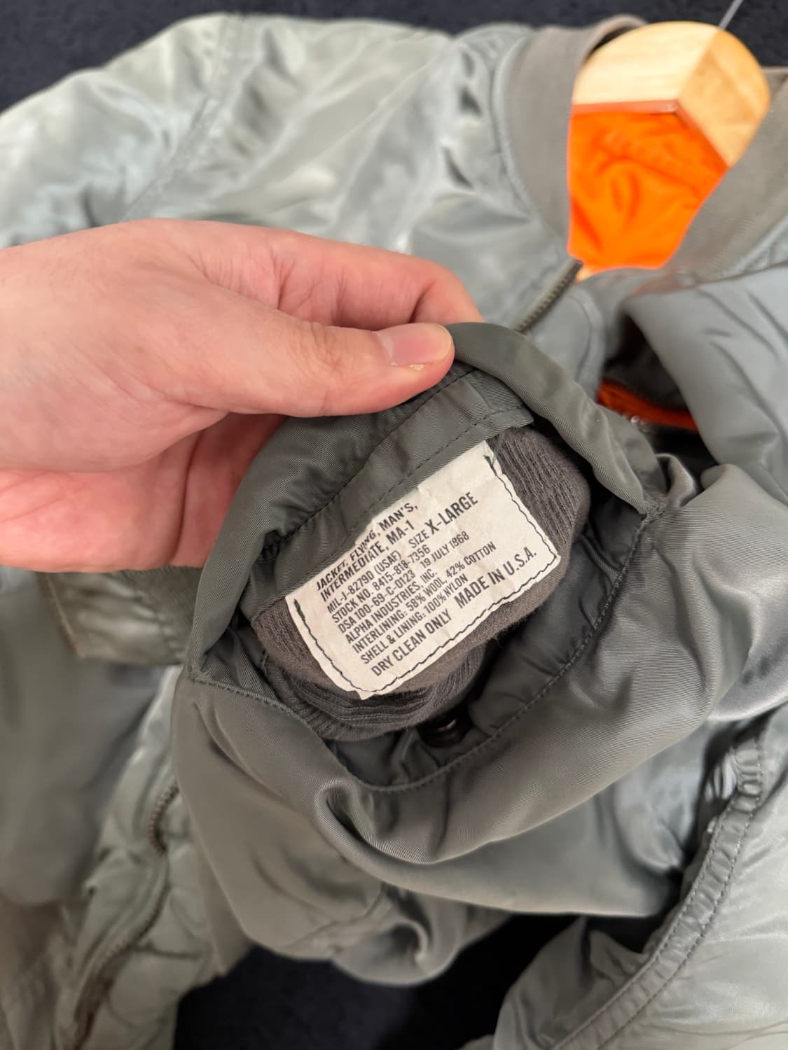 알파인더스트리 MA-1 8279D XL 정밀복각 상품이미지6