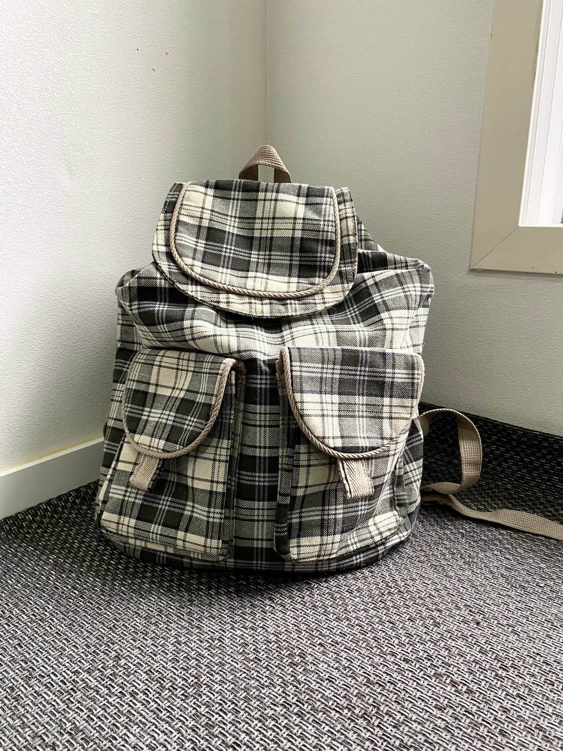 Kawaii Check Pattern Backpack 상품이미지1