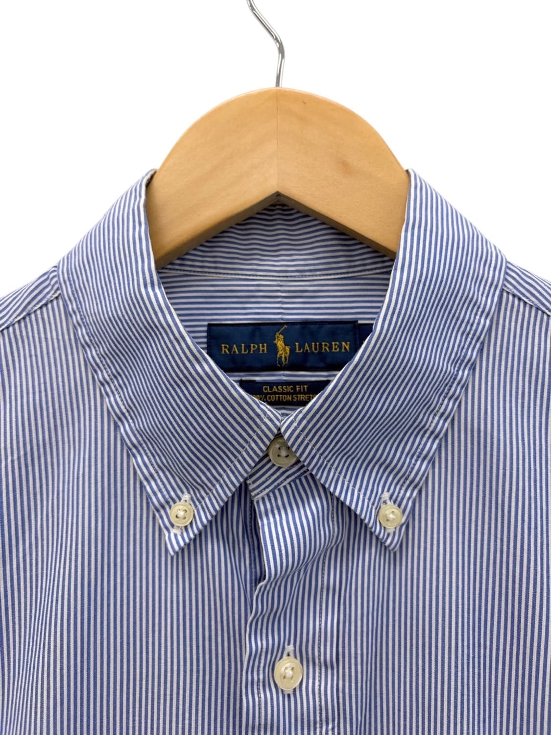 폴로 QR 신형 줄무늬 셔츠 화이트&블루 (M/국내100~105) 상품이미지3