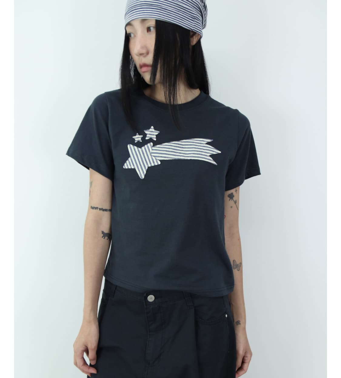 Star Patch Short-sleeved T-shirt (navy) 상품이미지2