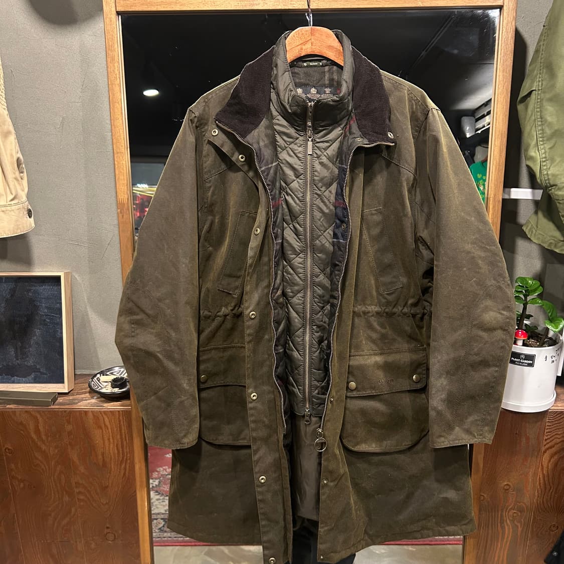 XL) 바버 스런턴 왁스 자켓 올리브 그린 상품이미지5