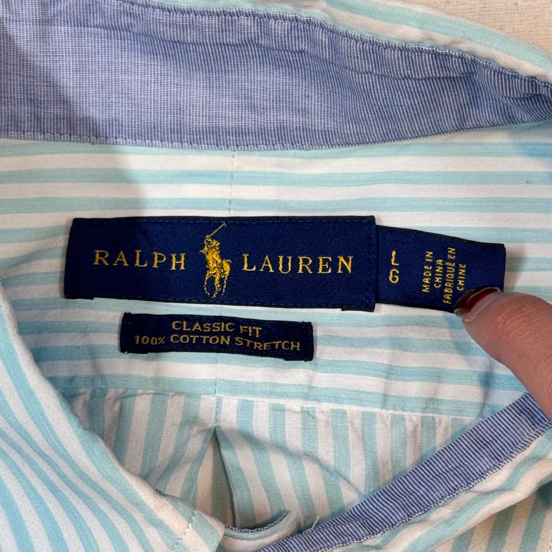 L) 폴로 랄프로렌 클래식핏 하늘색 스트라이프 포플린 셔츠 상품이미지6