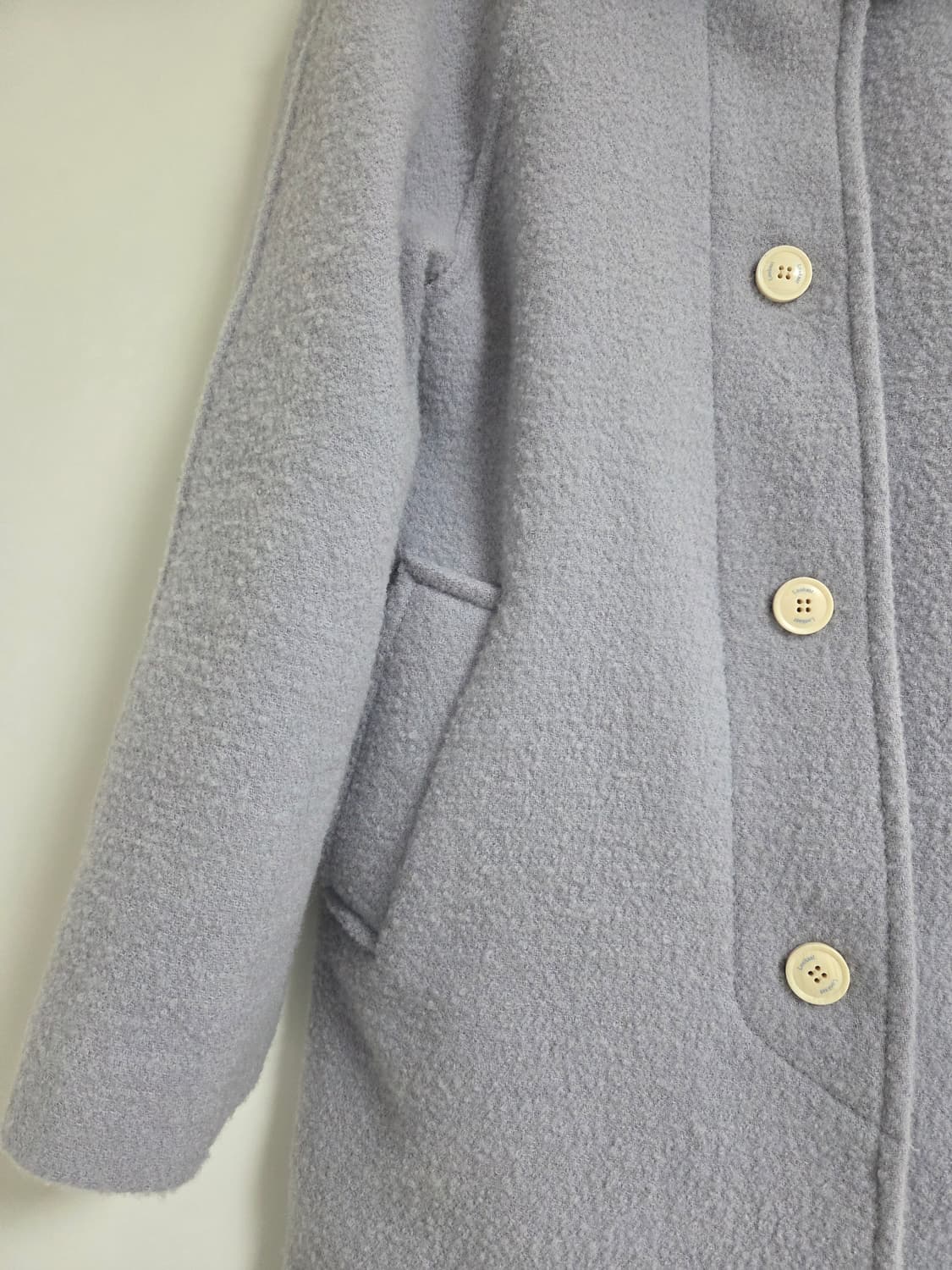 룩캐스트 헤일리 울 부클 하프 코트_아쿠아 블루 상품이미지5