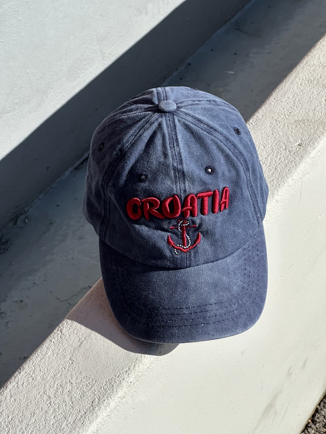 [F] 빈티지 크로아티아 네이비 워싱 볼캡 모자 상품이미지1