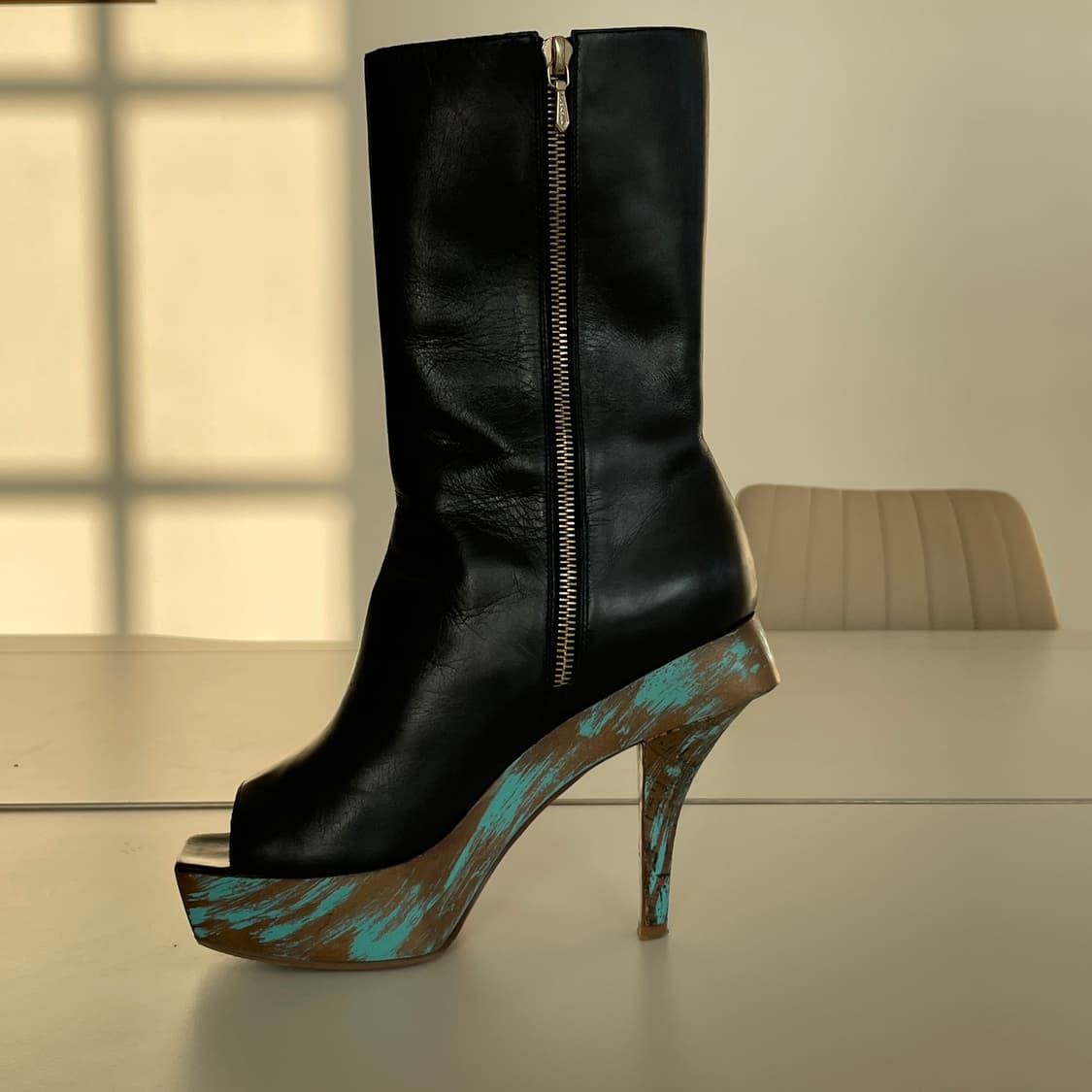 10s 상하이 컬렉션 샤넬 블랙 핍 토 부츠 상품이미지4