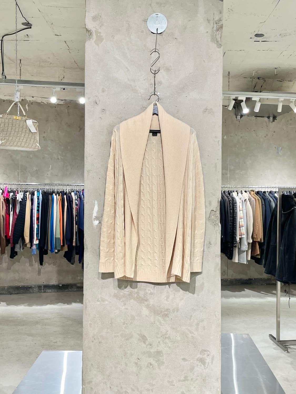 랄프 로렌 아이보리 숄 카라 케이블 오픈 가디건 상품이미지1