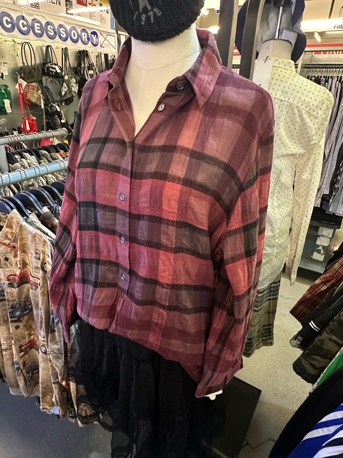 BURBERRY 버버리 버건디체크 셔츠블라우스 상품이미지2