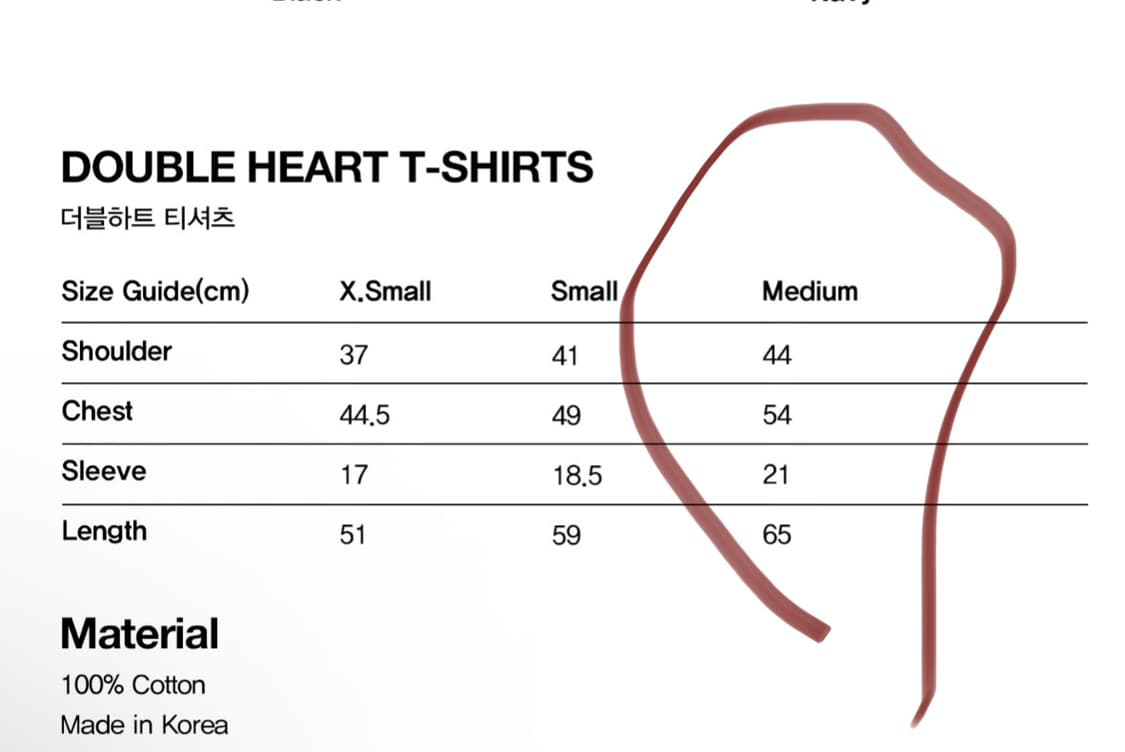 비디오자키 ) 더블하트 화이트 반팔 티셔츠 상품이미지4