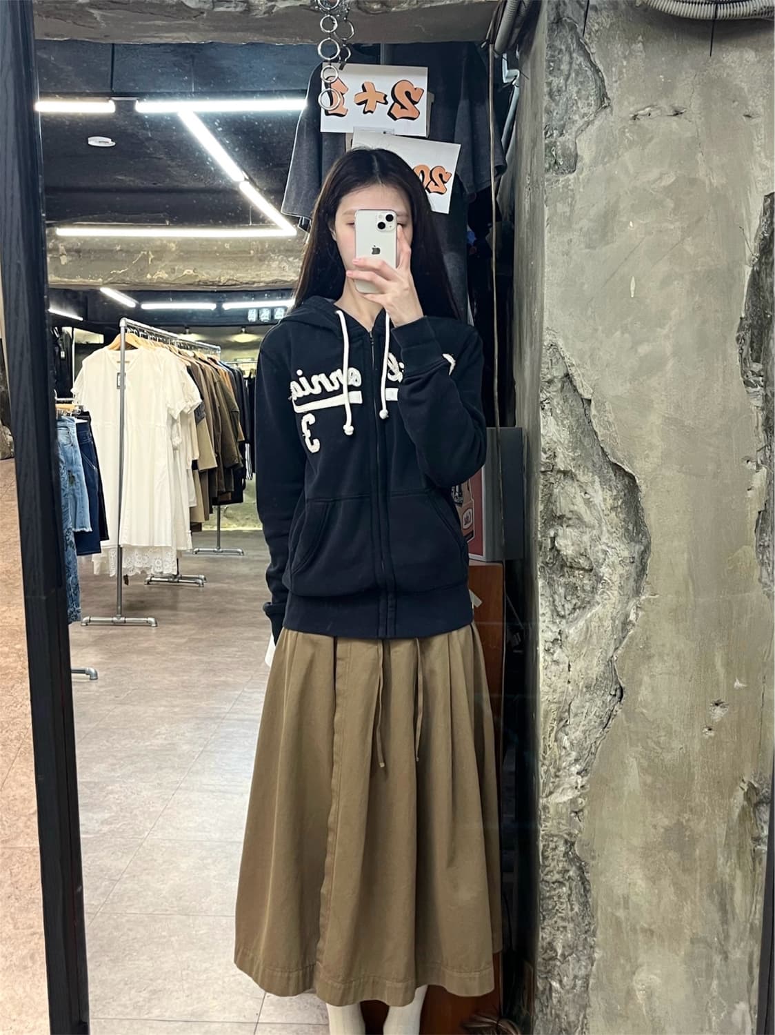 후아유 기모 후드집업 블랙 S #csz4038 상품이미지2