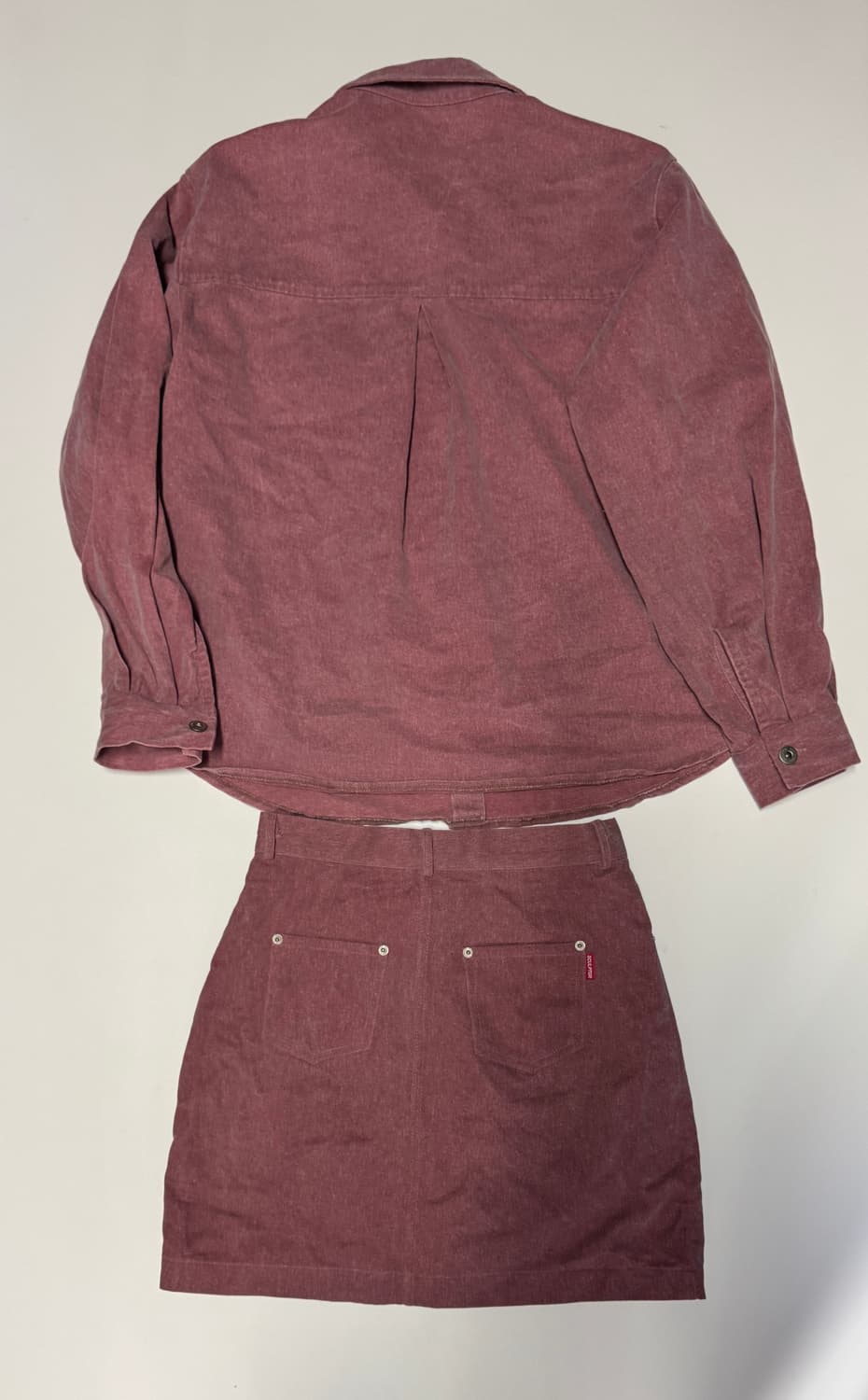 정품!! 스컬프터 오버핏 핑크 셔츠 스커트 셋업 상품이미지2