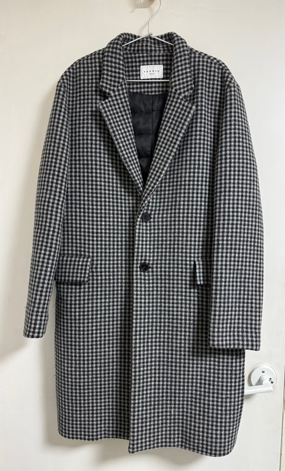 산드로 옴므 구스다운 하운드체크 울 패딩코트L 상품이미지1