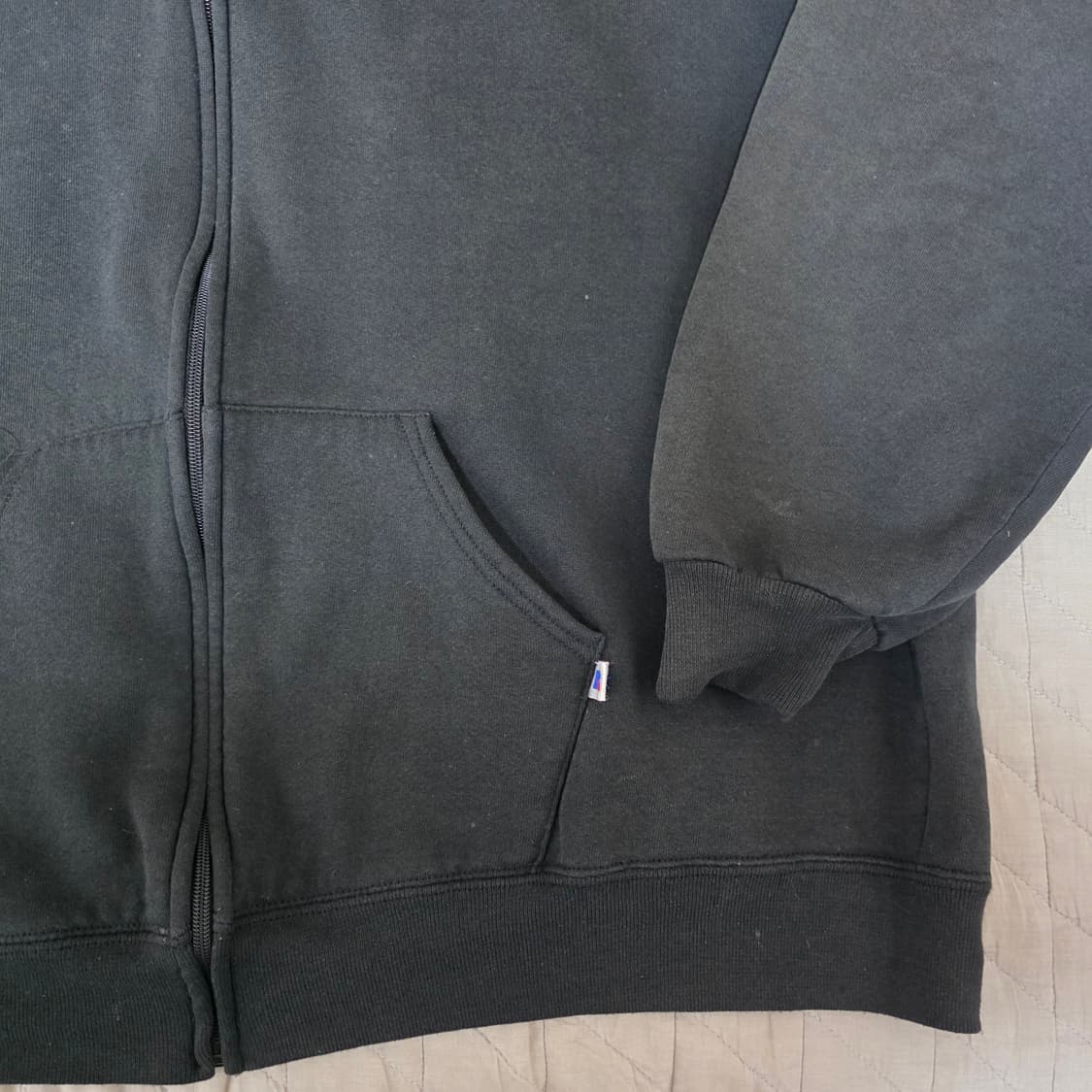 [XXL] 90s 빈티지 러셀 애슬레틱 후드집업 블랙 페이드&트래쉬드 상품이미지2