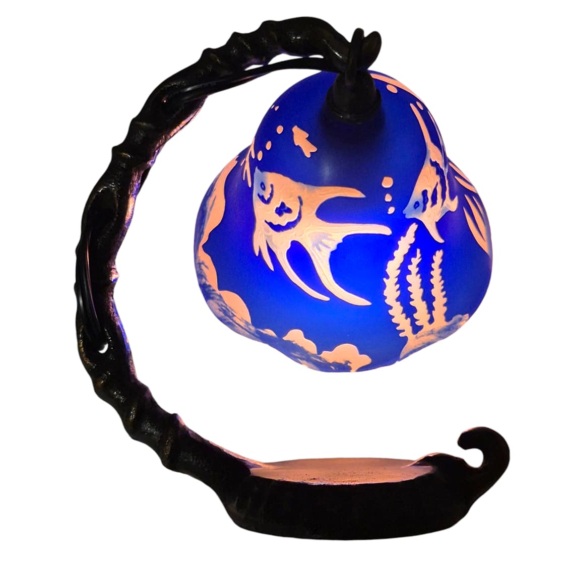 80s 엔틱 카빙 불투명 열대어 호롱 램프 상품이미지3