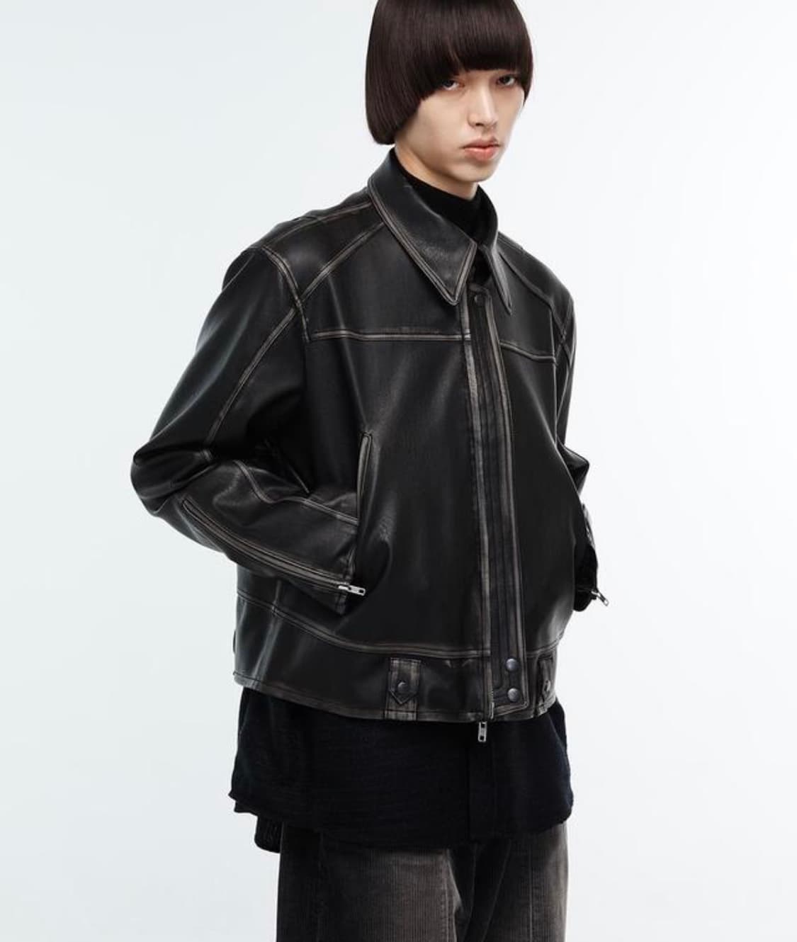 알렌느 3D 디스트레스 포우레더 자켓 블랙 2 상품이미지2