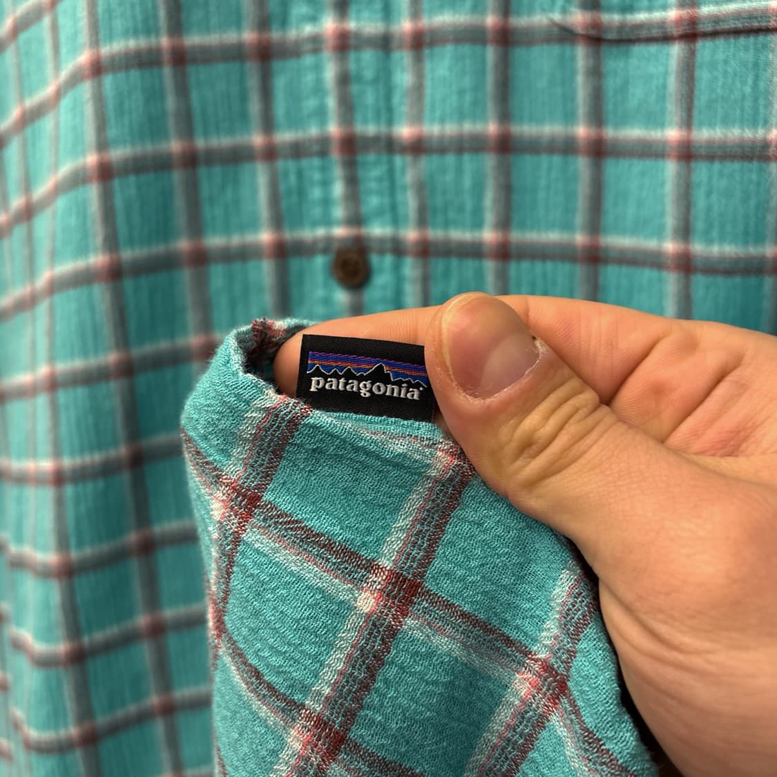 파타고니아 오가닉코튼 멀티 윈도우 체크 시어서커 셔츠 터콰이즈 N1153 상품이미지6