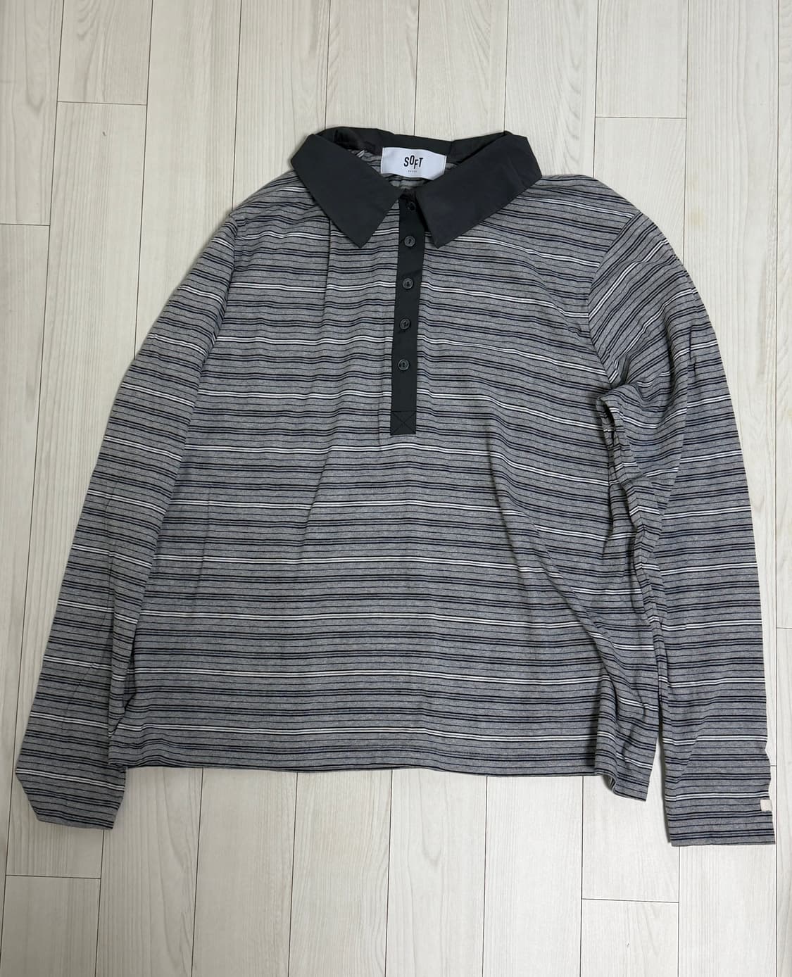 소프트서울 STRIPE POLO COLLAR SHIRT_GREY 상품이미지3