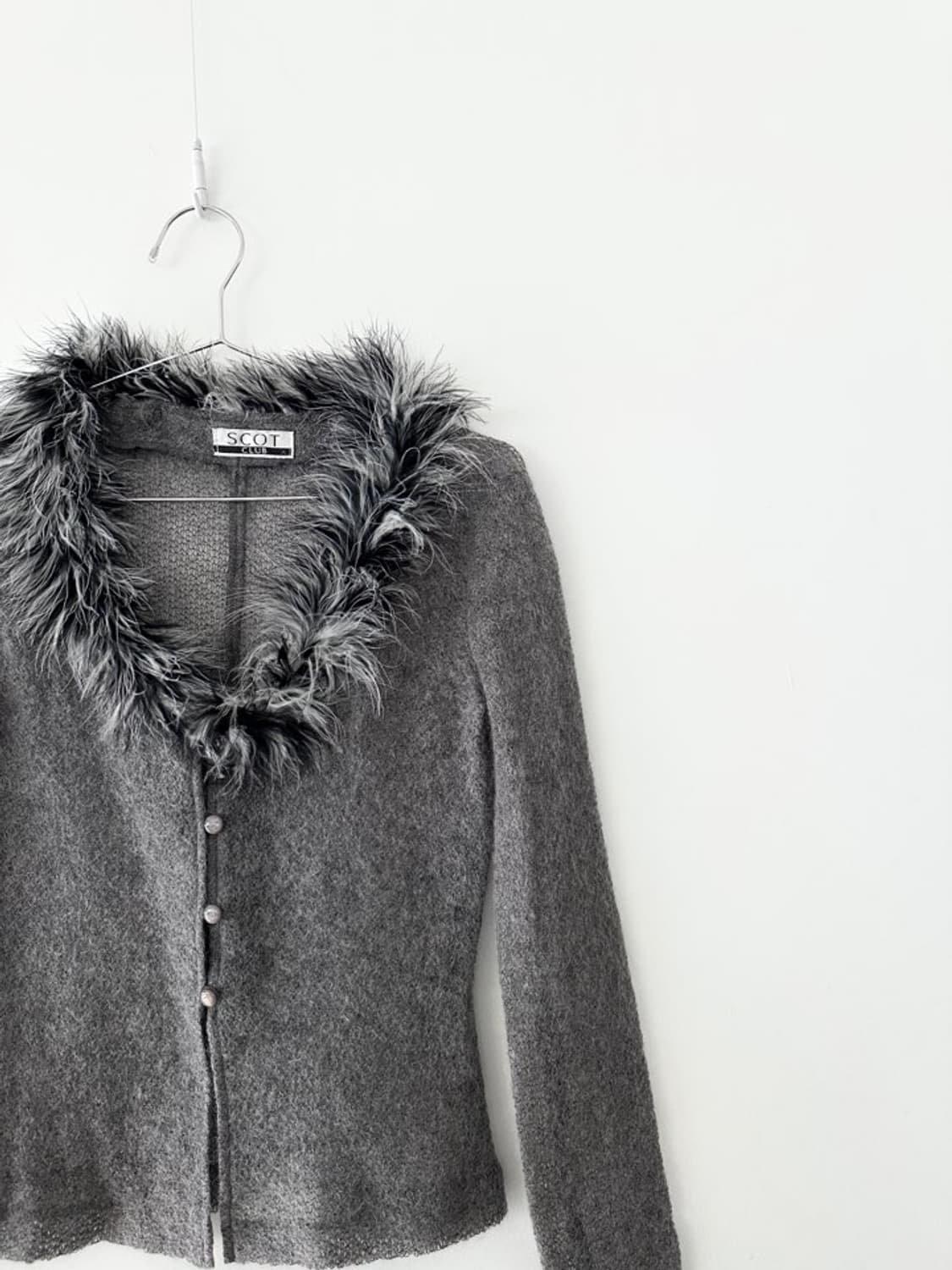 SCOT CLUB fur button knit / grey 상품이미지2