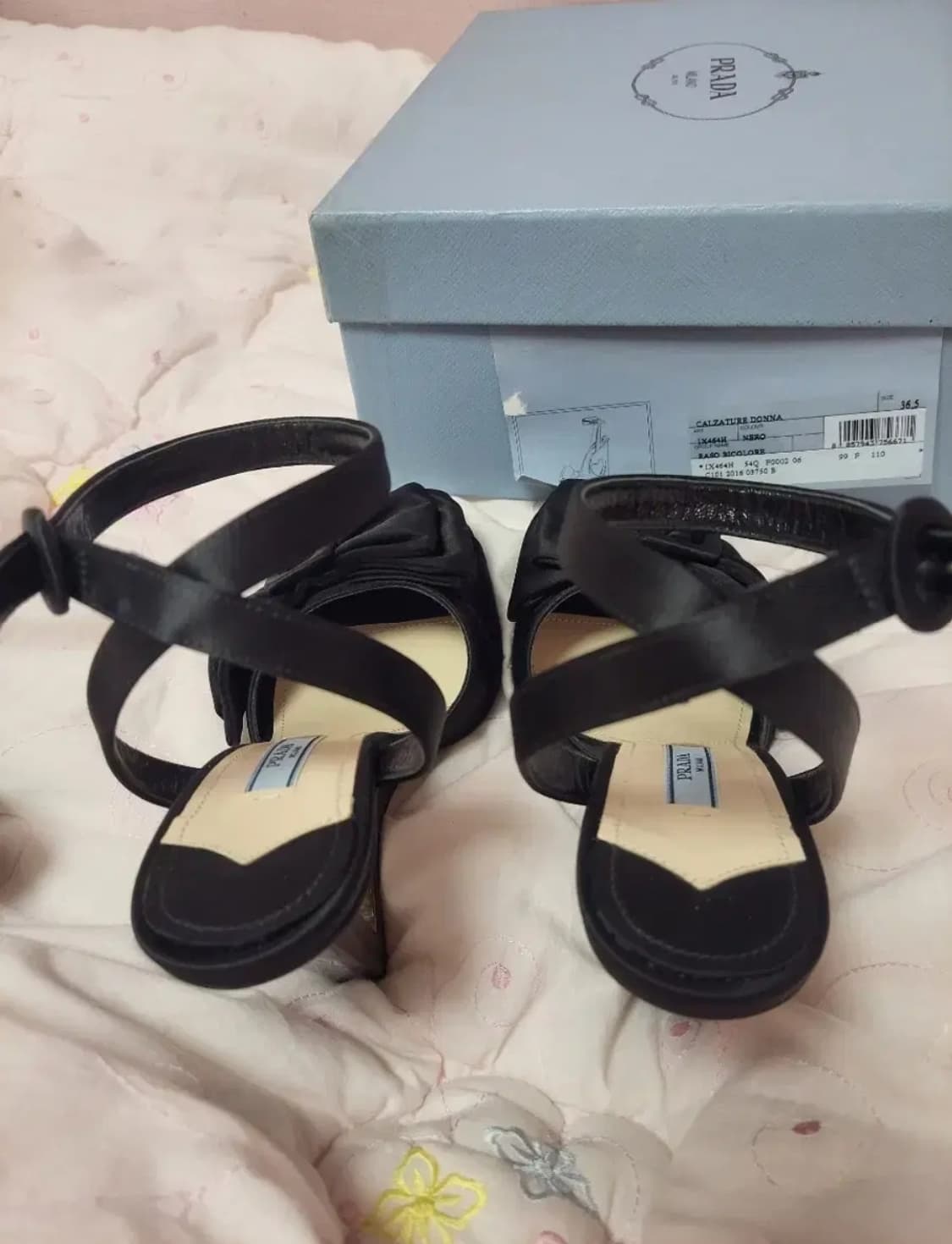 정품)새상품급처!프라다 리본 오픈하트 공주샌들 인형구두 슬링백 힐 선물용 상품이미지6