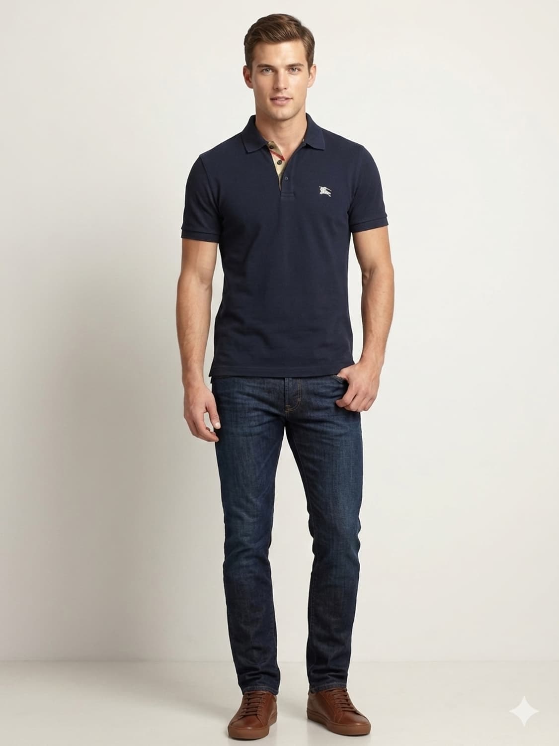 버버리 브릿 네이비 남성 폴로셔츠 S  90적당 상품이미지2