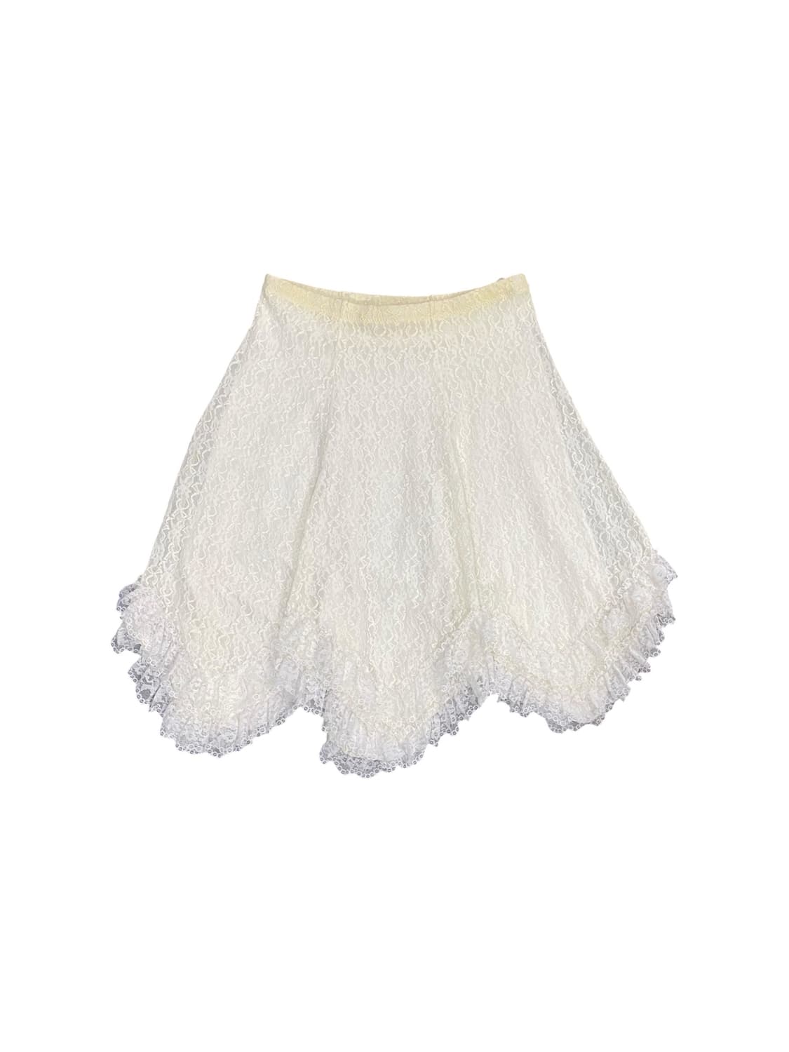 Japanese vtg 레이스 트리밍 언발 미디스커트 상품이미지1