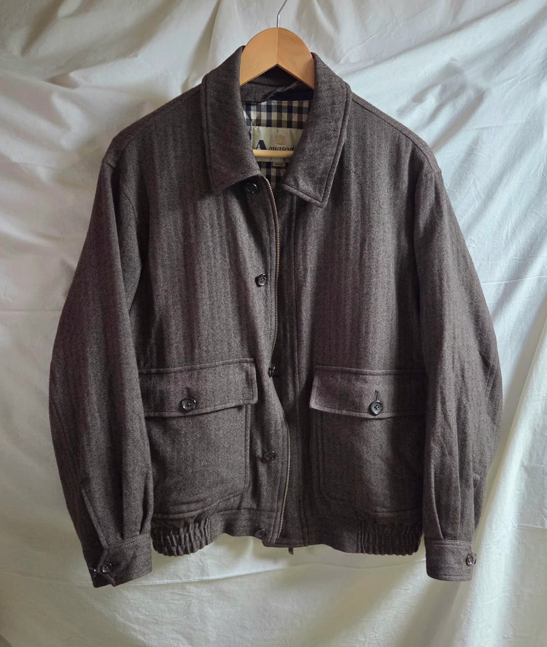 아쿠아스큐텀 헤링본 울 블루종 자켓 M 상품이미지1