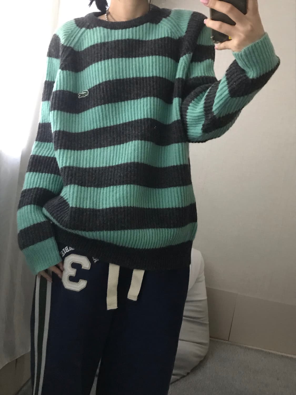 라코스테 그레이 민트 스트라이프 니트 상품이미지3